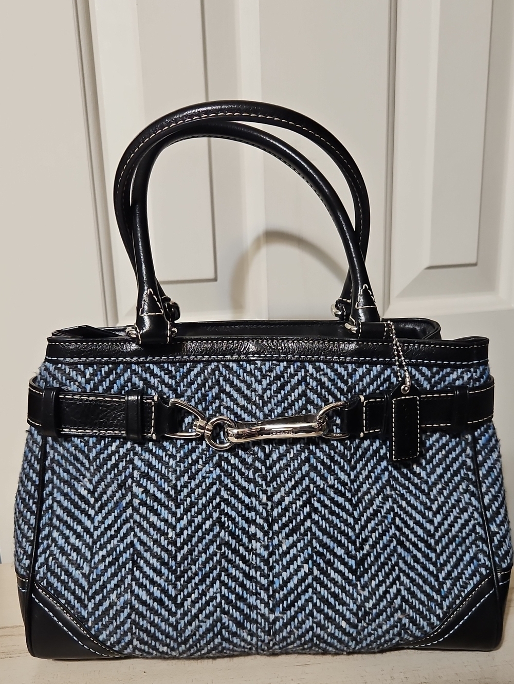 Coach NWOT Y2K Hampton Tweed  Satchel with Silver Hardware